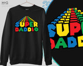 Super Daddio Graphic Sweatshirt Funny Retro Video Game Jumper For Gamer Dad, Cool Daddy Father's Day Gift Sweater For Grandad
